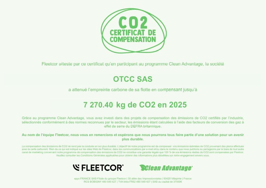 Certification environnementale : OTCC s’engage pour une gestion responsable du carburant en 2025